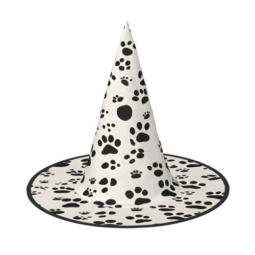EdsfFehs Halloween-Hut mit Knochen- und Pfotenabdruck, spitz, lustig, breite Krempe, faltbar, Festivalzubehör von EdsfFehs