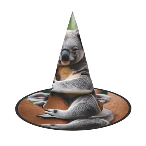 EdsfFehs Halloween-Hut mit Koala-Druck, spitz, lustig, breite Krempe, faltbar, Festivalzubehör von EdsfFehs