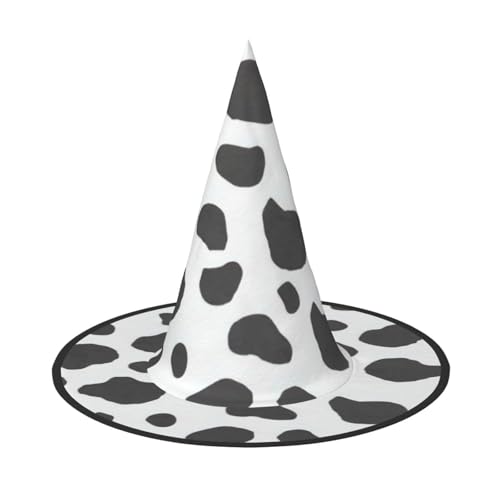 EdsfFehs Halloween-Hut mit Kuhdruck, spitz, lustig, breite Krempe, Zauberer-Kopfbedeckung, faltbares Festivalzubehör von EdsfFehs