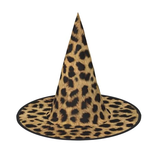EdsfFehs Halloween-Hut mit Leopardenmuster, spitz, lustig, breite Krempe, faltbar, Festivalzubehör von EdsfFehs