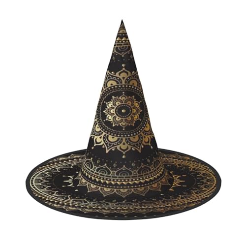 EdsfFehs Halloween-Hut mit Mandala-Druck, spitz, lustig, breite Krempe, Zauberer-Kopfbedeckung, faltbares Festivalzubehör EdsfFehs Halloween-Hut mit Mandala-Druck, spitz, lustig, breite Krempe, Zauberer-Kopfbedeckung, faltbares Festivalzubehör von EdsfFehs