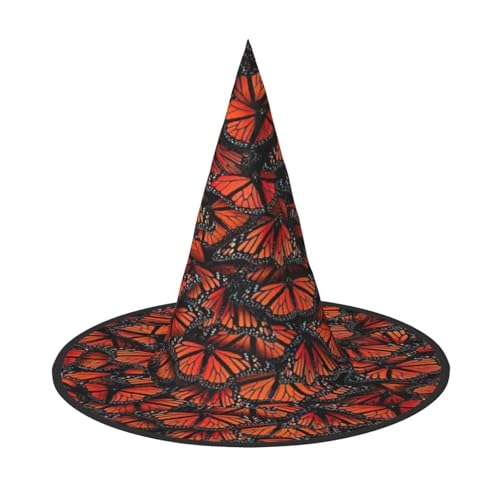 EdsfFehs Halloween-Hut mit Monarch-Schmetterling-Aufdruck, spitz, lustig, breite Krempe, Zauberer-Kopfbedeckung, faltbares Festivalzubehör EdsfFehs Halloween-Hut mit Monarch-Schmetterling-Aufdruck, spitz, lustig, breite Krempe, Zauberer-Kopfbedeckung, faltbares Festivalzubehör von EdsfFehs