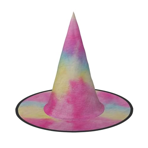 EdsfFehs Halloween-Hut mit Regenbogenstreifen, spitz, lustig, breite Krempe, faltbar, Festivalzubehör von EdsfFehs