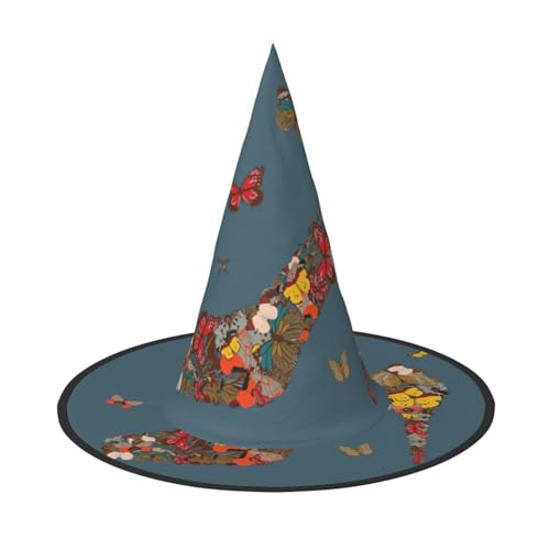EdsfFehs Halloween-Hut mit Schmetterlingsmotiv, spitz, lustig, breite Krempe, faltbar, Festivalzubehör von EdsfFehs