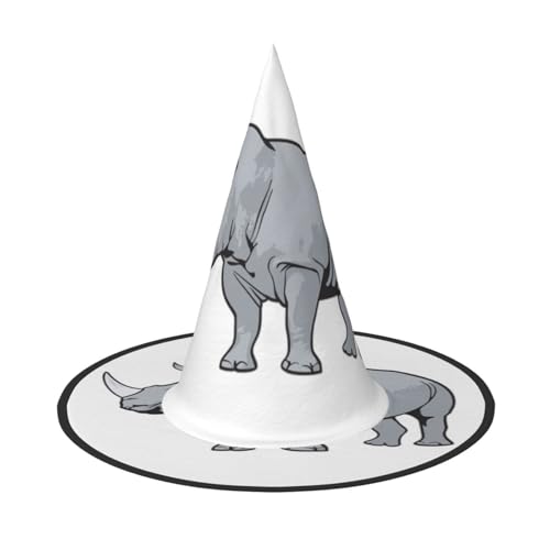 EdsfFehs Halloween-Hut mit Tier-Nashorn-Druck, spitz, lustig, breite Krempe, Zauberer-Kopfbedeckung, faltbares Festivalzubehör EdsfFehs Halloween-Hut mit Tier-Nashorn-Druck, spitz, lustig, breite Krempe, Zauberer-Kopfbedeckung, faltbares Festivalzubehör von EdsfFehs