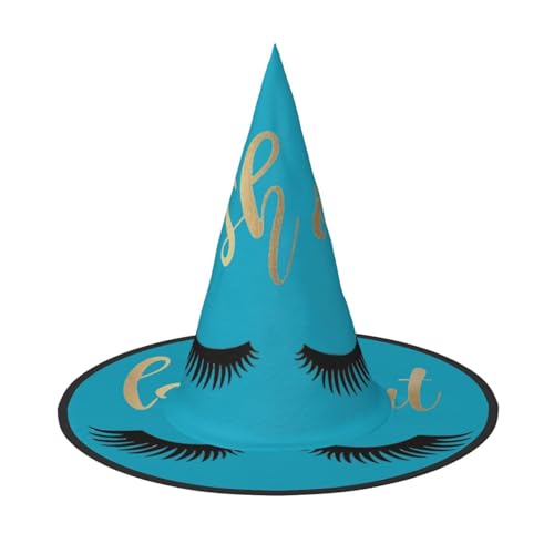 EdsfFehs Halloween-Hut mit Wimperndruck, spitz, lustig, breite Krempe, Zauberer-Kopfbedeckung, faltbares Festivalzubehör EdsfFehs Halloween-Hut mit Wimperndruck, spitz, lustig, breite Krempe, Zauberer-Kopfbedeckung, faltbares Festivalzubehör von EdsfFehs