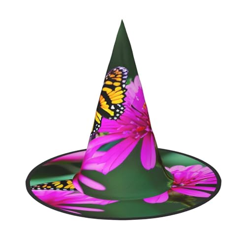 EdsfFehs Halloween-Hut mit buntem Schmetterling, spitz, lustig, breite Krempe, faltbar, Festivalzubehör von EdsfFehs