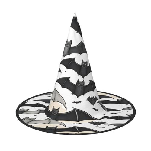 EdsfFehs Halloween-Hut mit fliegenden Fledermäusen, spitz, lustig, breite Krempe, Zauberer-Kopfbedeckung, faltbares Festivalzubehör EdsfFehs Halloween-Hut mit fliegenden Fledermäusen, spitz, lustig, breite Krempe, Zauberer-Kopfbedeckung, faltbares Festivalzubehör von EdsfFehs