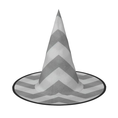 EdsfFehs Halloween-Hut mit grauem Wellen-Streifendruck, spitz, lustig, breite Krempe, Zauberer-Kopfbedeckung, faltbares Festivalzubehör von EdsfFehs