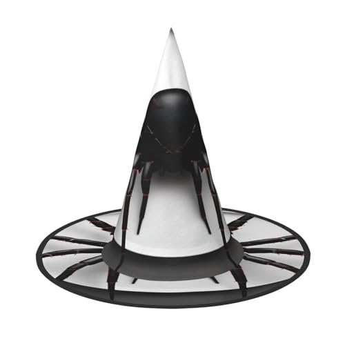 EdsfFehs Schwarzer Halloween-Hut mit Spinnen-Druck, spitz, lustig, breite Krempe, Zauberer-Kopfbedeckung, faltbares Festivalzubehör EdsfFehs Schwarzer Halloween-Hut mit Spinnen-Druck, spitz, lustig, breite Krempe, Zauberer-Kopfbedeckung, faltbares Festivalzubehör von EdsfFehs