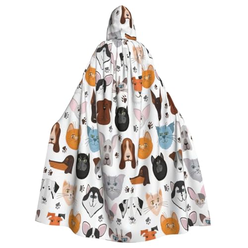 EdsfFehs Unisex Cartoon-Katzen- und Hunde-Druck, Halloween-Umhang, Cosplay-Kostüm für Party, Karneval, Themenveranstaltungen von EdsfFehs