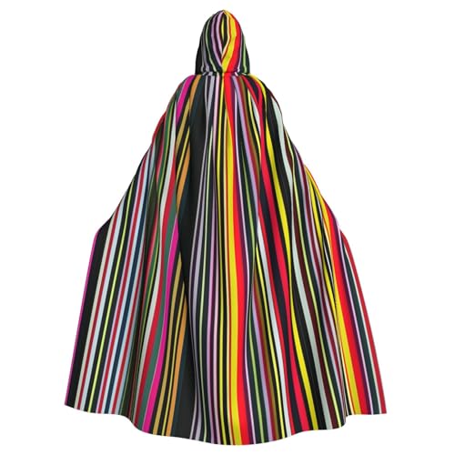 EdsfFehs Unisex Farbige Streifen vertikaler Druck mit Kapuze, Halloween-Umhang, Cosplay-Kostüm für Party, Karneval, Themenveranstaltungen von EdsfFehs