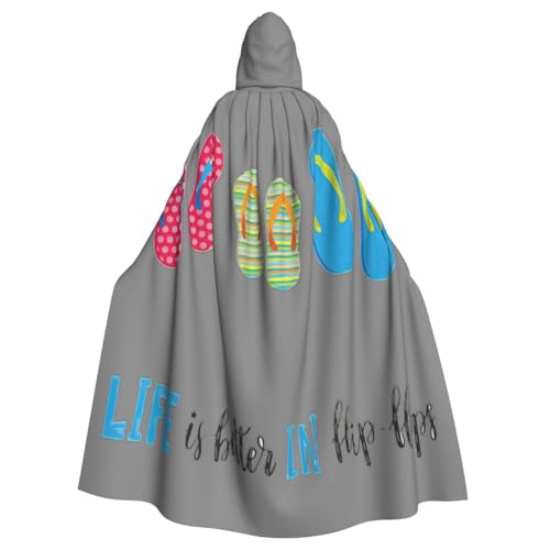 EdsfFehs Unisex-Flip-Flops, Kalligraphie-Strandschuhe, bedruckt, mit Kapuze, Halloween-Umhang, Cosplay-Kostüm für Party, Karneval, Themenveranstaltungen von EdsfFehs