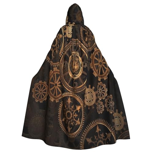 EdsfFehs Unisex Gears Clock Bronzefarbene Jahrhundertaufdruck mit Kapuze, Halloween-Umhang, Cosplay-Kostüm für Party, Karneval, Themenveranstaltungen von EdsfFehs