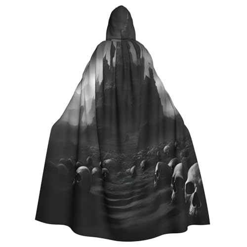 EdsfFehs Unisex Halloween-Umhang mit Totenköpfen, 1 Druck, Cosplay-Kostüm für Party, Karneval, Themenveranstaltungen, Schwarz und Weiß von EdsfFehs