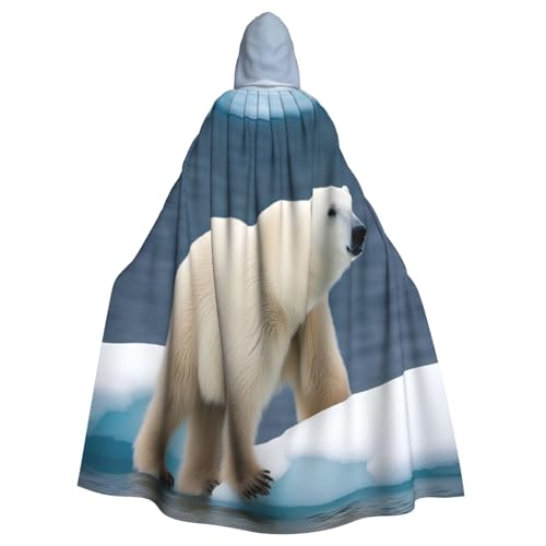 EdsfFehs Unisex-Kapuzenumhang mit Eisbär-Druck, Cosplay-Kostüm für Party, Karneval, Themenveranstaltungen von EdsfFehs