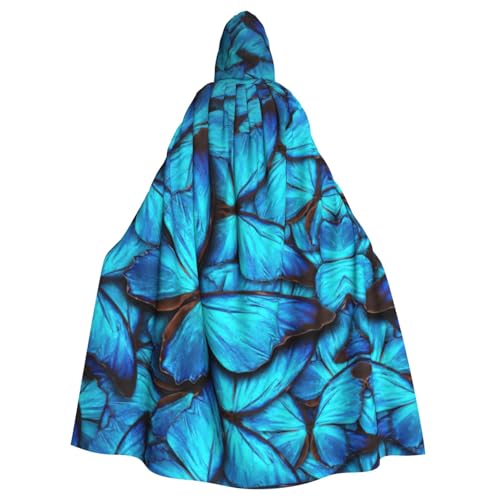 EdsfFehs Unisex-Kapuzenumhang mit Kapuze und vielen blauen Schmetterlingen, Cosplay-Kostüm für Party, Karneval, Themenveranstaltungen von EdsfFehs