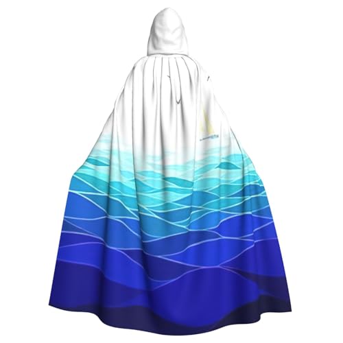 EdsfFehs Unisex-Kapuzenumhang mit Meereswellen, Segelboot mit Vögeln, maritimer Druck, Halloween-Umhang, Cosplay-Kostüm für Party, Karneval, Themenveranstaltungen von EdsfFehs
