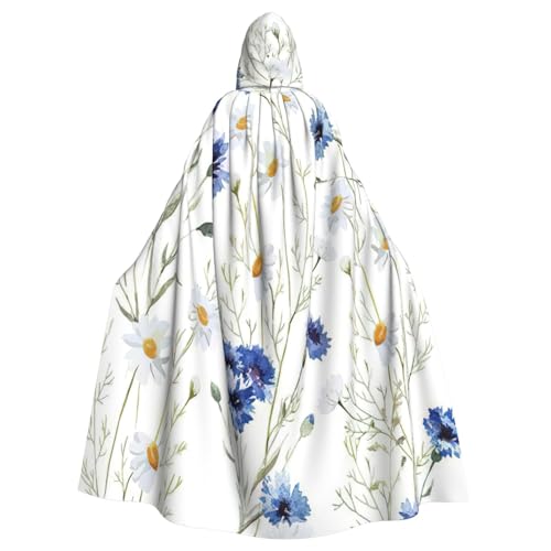 EdsfFehs Unisex-Umhang mit Kapuze und Wildblumen und Kornblumen, Gänseblümchen, Cosplay-Kostüm für Party, Karneval, Themenveranstaltungen von EdsfFehs