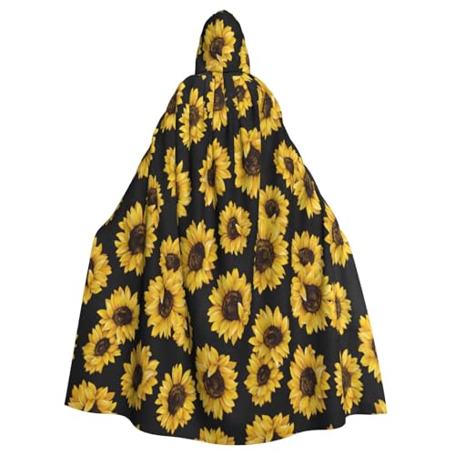 EdsfFehs Unisex-Umhang mit goldenem Sonnenblumen-Druck, mit Kapuze, Cosplay-Kostüm für Party, Karneval, Themenveranstaltungen von EdsfFehs