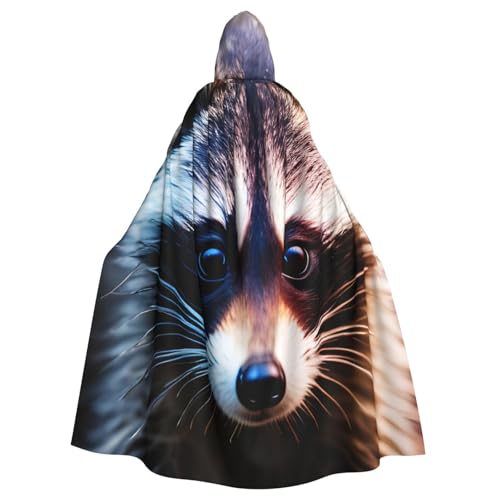 EdsfFehs Unisex kleiner Waschbär-Gesichtsaufdruck, Halloween-Umhang, Cosplay-Kostüm für Party, Karneval, Themenveranstaltungen von EdsfFehs