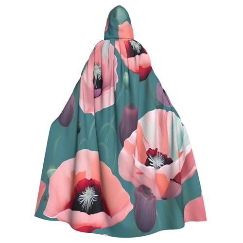 EdsfFehs Unisex pastellfarbener Mohnblumen-Umhang mit Kapuze, Cosplay-Kostüm für Party, Karneval, Themenveranstaltungen von EdsfFehs