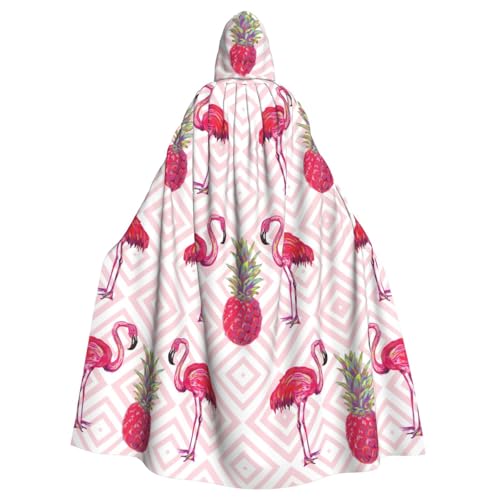 EdsfFehs Unisex rosa Flamingo-Ananas-Druck, Halloween-Umhang, Cosplay-Kostüm für Party, Karneval, Themenveranstaltungen von EdsfFehs