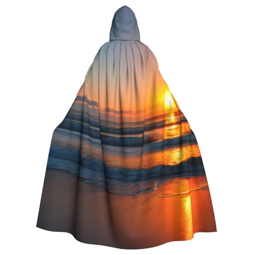 EdsfFehs Wunderschöner Halloween-Umhang mit Sonnenaufgang und Ozean-Druck, Unisex, Cosplay-Kostüm für Party, Karneval, Themenveranstaltungen von EdsfFehs