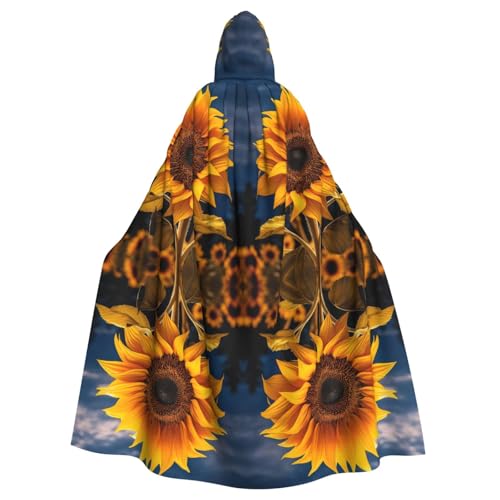 EdsfFehs Wunderschöner Halloween-Umhang mit Sonnenblumen-Motiv, Unisex, mit 2 Aufdrucken, Cosplay-Kostüm für Party, Karneval, Themenveranstaltungen von EdsfFehs