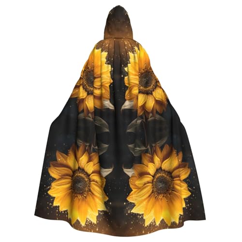EdsfFehs Wunderschöner Halloween-Umhang mit Sonnenblumen-Motiv, Unisex, mit 4 Aufdrucken, Cosplay-Kostüm für Party, Karneval, Themenveranstaltungen von EdsfFehs