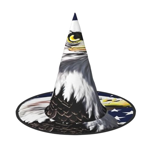 Weißkopfseeadler-Flagge, Halloween-Hut, spitz, lustig, breite Krempe, Zauberer-Kopfbedeckung, faltbares Festivalzubehör von EdsfFehs