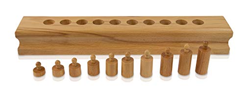 edu fun 91109 Montessori Zylinderblöcke Holz Zylinder pädagogisches Lernspielzeug ab 3 Jahre Durchmesser gleich und Höhe unterschiedlich Holzspielzeug Massivholz (Variante 4) von edu fun