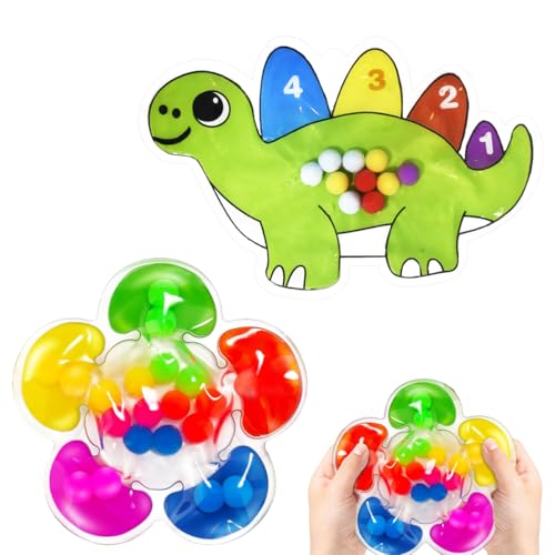2 Stück Sensorik Spielzeug,Dinosaurier Farbsortierspielzeug Squeezable Farben Sortieren Spielzeug Fidget Toys Sensorisches Spielze für Kinder Mädchen Jungen 2+ Jahre von EduPlayte