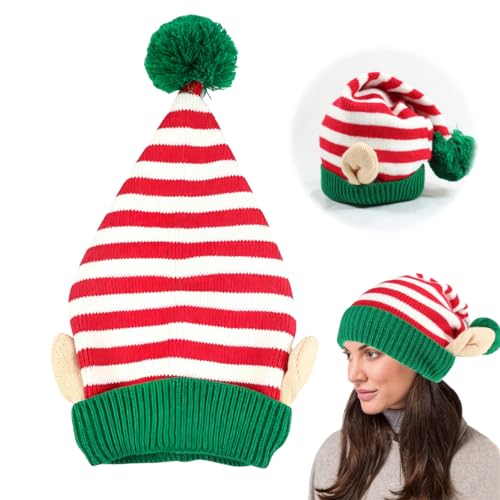EduPlayte Weihnachtsmütze, Elfenmütze,Nikolausmütze für Unisex Stricken Weihnachtsmann Mütze Erwachsene Kinder Bequemer Weihnachtsmützen für Weihnachten Neujahr und Partybedarf von EduPlayte