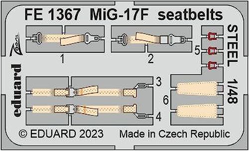 Eduard Sprue Brothers 1:48 Color Zoom PE – MiG-17F Fresco Sicherheitsgurte [Stahl] (AMM-Kit), EDUFE1367 von Eduard