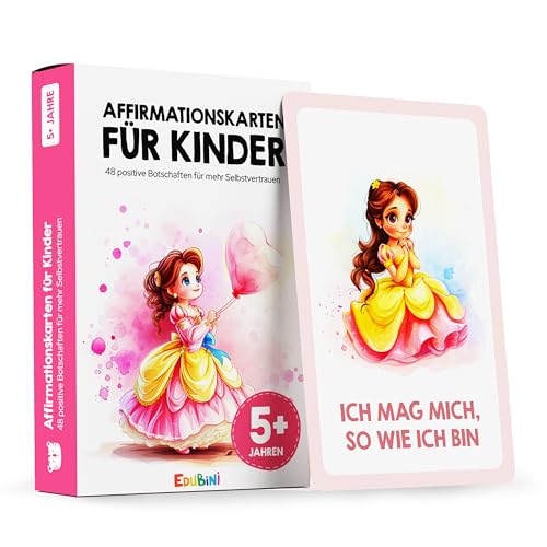 48 Affirmationskarten Kinder - Umgang mit Gefühlen Lernen mit Gefühlskarten für Kinder [PÄDAGOGISCH WERTVOLL] - Achtsamkeitskarten, Mutmacherkarten, Selbstbewusstsein stärken von Edubini