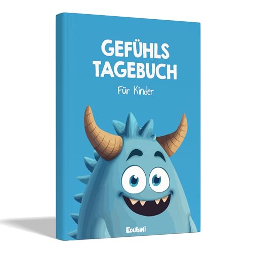 Gefühlstagebuch Kinder [6-12 JAHRE] - Tagebuch Mädchen & Jungs - Gefühle Buch für Umgang mit Emotionen und ein gutes Gefühl, Dankbarkeitstagebuch für Kinder (inkl. 10 Spiele) (blau) von Edubini