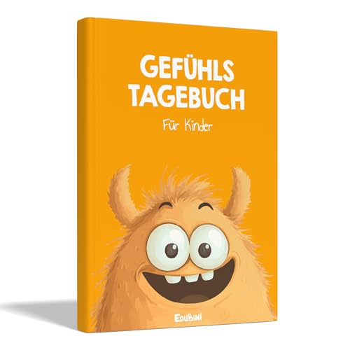 Gefühlstagebuch Kinder [6-12 JAHRE] - Tagebuch Mädchen & Jungs - Gefühle Buch für Umgang mit Emotionen und ein gutes Gefühl, Dankbarkeitstagebuch für Kinder (inkl. 10 Spiele) - Orange von Edubini