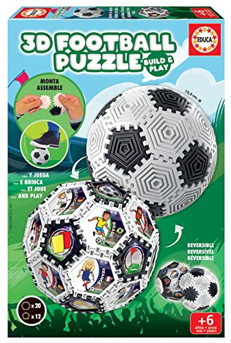 Educa 19210, 3D Fußball Puzzle, Build&Play Footballpuzzle, für Kinder ab 6 Jahren von Educa