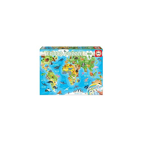 Educa - Puzzle Weltkarte Kinder | Kinderpuzzle 150 Teile | ab 6 Jahren (18115) von Educa