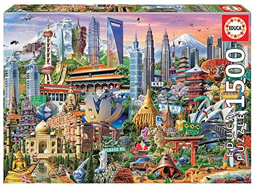 Educa 17979, Wahrzeichen Asiens, 1500 Teile Puzzle für Erwachsene und Kinder ab 12 Jahren, Reisen, Sehenswürdigkeiten von Educa