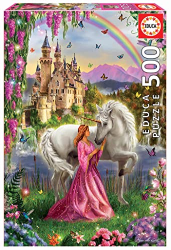 Educa - Puzzle 500 Teile für Erwachsene | Fee und Einhorn, 500 Teile Puzzle für Erwachsene und Kinder ab 11 Jahren, Fantasy, Märchen (17985) von Educa