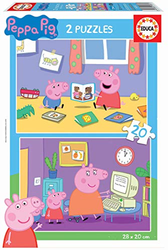 Educa 18087 Pig Peppa, Kinderpuzzle, Puzzle-Set 2 x 20 Teilen, für Kinder ab 3 Jahren von Educa