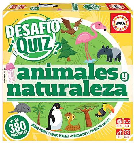 Educa Borrás 18219 Desafio Quiz-Animales Y Naturaleza, Verschieden, One Size von Educa