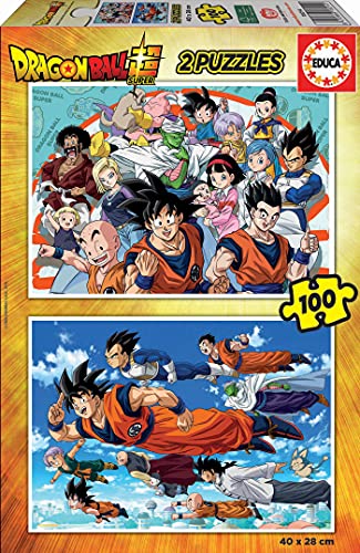 Educa - Puzzle 100 Teile | Dragon Ball Super, Puzzle-Set 2 x 100 Teile, Kinderpuzzle ab 6 Jahren, Mehrfarbig (18214) von Educa