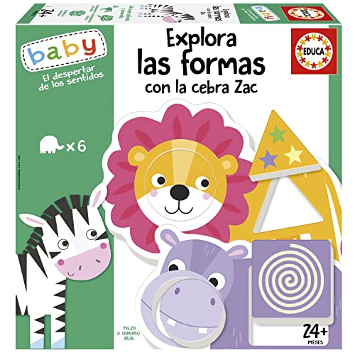 Educa, Entdecken Sie die Formen mit dem Zebra Zac, Lernspiel für Kinder mit Tieren, um die Hand-Auge-Koordination, logisches Denken und kognitive Entwicklung, 24 Monate von Educa