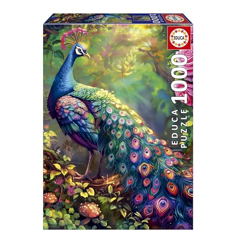 Educa - 1000-teiliges Puzzle für Erwachsene | Pfauengarten. Inklusive Fix Puzzle-Kleber. Maße: 48 x 68 cm. Ab 14 Jahren (20262) von Educa