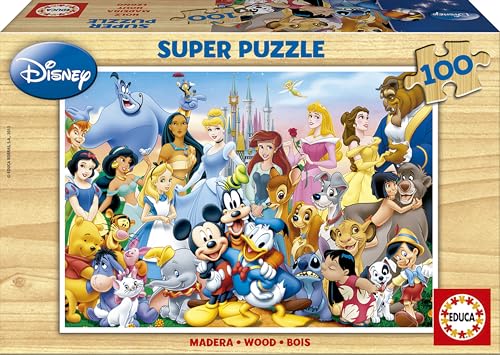 Educa - Holzpuzzle mit 100 Teile | Disney Welt. Kinderpuzzle ab 6 Jahren (12002) von Educa