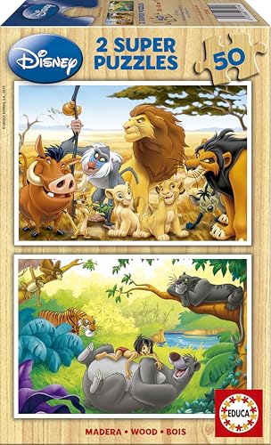 Educa - Holzpuzzle mit 50 Teile | Disney Tierfreunde, 2x50 Teile Holzpuzzle, Kinderpuzzle ab 4 Jahren, König der Löwen, Dschungelbuch (13144) Educa - Holzpuzzle mit 50 Teile | Disney Tierfreunde, 2x50 Teile Holzpuzzle, Kinderpuzzle ab 4 Jahren, König der Löwen, Dschungelbuch (13144) von Educa
