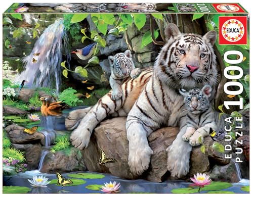 Educa - Puzzle 1000 Teile für Erwachsene | Königstiger, 1000 Teile Puzzle für Erwachsene und Kinder ab 14 Jahren, weiße Tiger, Tierpuzzle (14808) von Educa